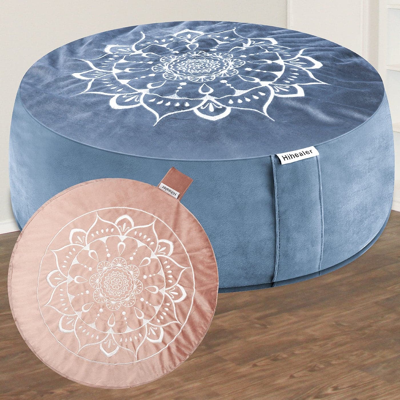 Hihealer Meditation Cushion Large Velvet Zafu Floor Pillow for Adults and Women Comfortable Yoga Pillow with Traditional Tibetan Buckwheat Filling for Meditation and Relaxation