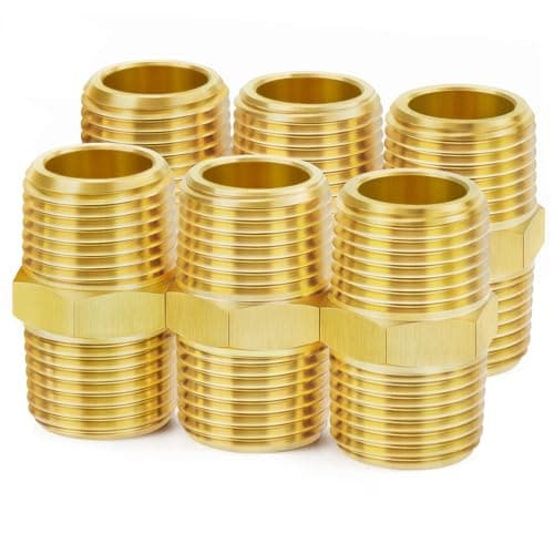 ChillWaves Brass Pipe Fitting, Hex Nipple 1" NPT Male x 1" NPT Male Thread Adapter(6-PACK)