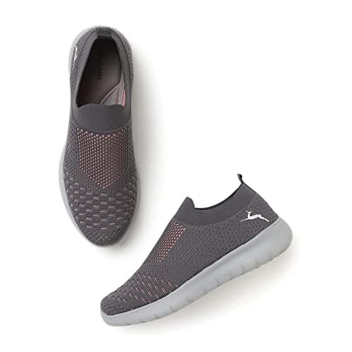 Marc Loire Women's Dark Grey Lightweight Athleisure Knitted Active Wear Slip-On Casual Shoes, 8 UK