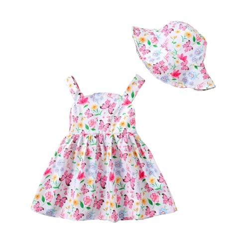 Baby Girl Dress Summer Outfits Baby Clothes for Girls 1 Year Old Boho Halter Sleeveless Dresses Pink Floral Sundress 12-18 Month Girl Clothes