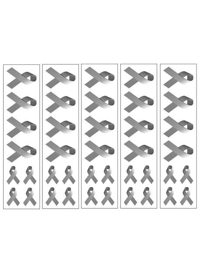 40 Gray/Grey Ribbon Temporary Tattoos: Brain Cancer Awareness Tattoo