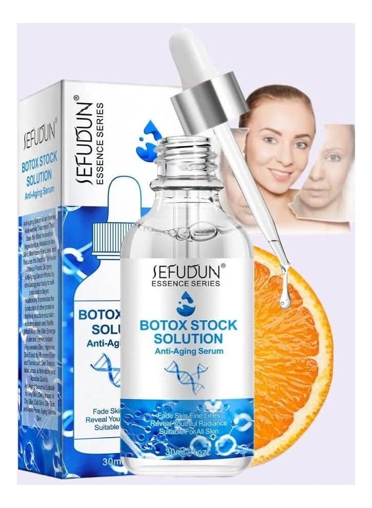Botox Stock Solution Facial Serum 1 Fl Oz, Botox Stock Anti Aging Serum For Face, Instant Face Tightening Botox, Reduce Fine Lines, Wrinkles, Boost Skin Collagen, Hydrate & Plump Skin