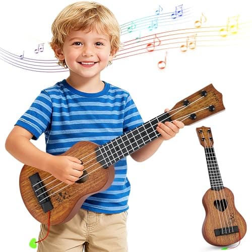 YEZI Classical Ukulele for Kids Mini Toddler Guitar Toy with Pick Educational Musical Instrument for Preschool Boys Girls Early Learning Music Toy for Ages 3 4 5 6 Years Old Maroon