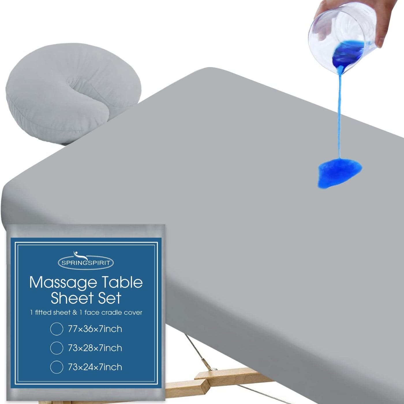 Waterproof Massage Table Sheets Massage Table Cover Set 2 Piece Include Massage Fitted Sheet and Face Cradle Cover Ultra Soft Skinfriendly Fit Massage Table Facial Bed Grey 36777