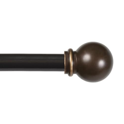 Kenney Chelsea Ball End Window Curtain Rod, Adjustable 28-48 Inch Extendable Rod Set, Oil Rubbed Bronze