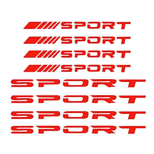 TOMALL 8Pcs Sport Emblem Reflective Stickers for Car Wheels Rims Hub Auto Racing Performance Sport Logo Decals for Car Truck Bumper Door Handle Window Motorcycle Laptop Waterproof Decoration Red