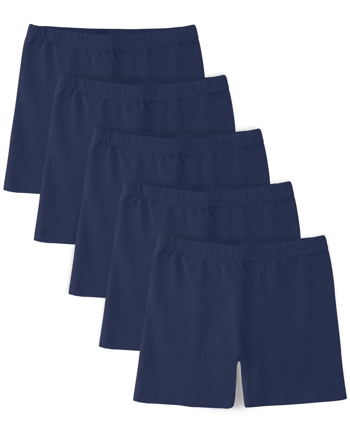 BOOPH 5 Pack Girls Bike Shorts Cotton Cartwheel Shorts for Dance Under Dresses Navy 1012 Years
