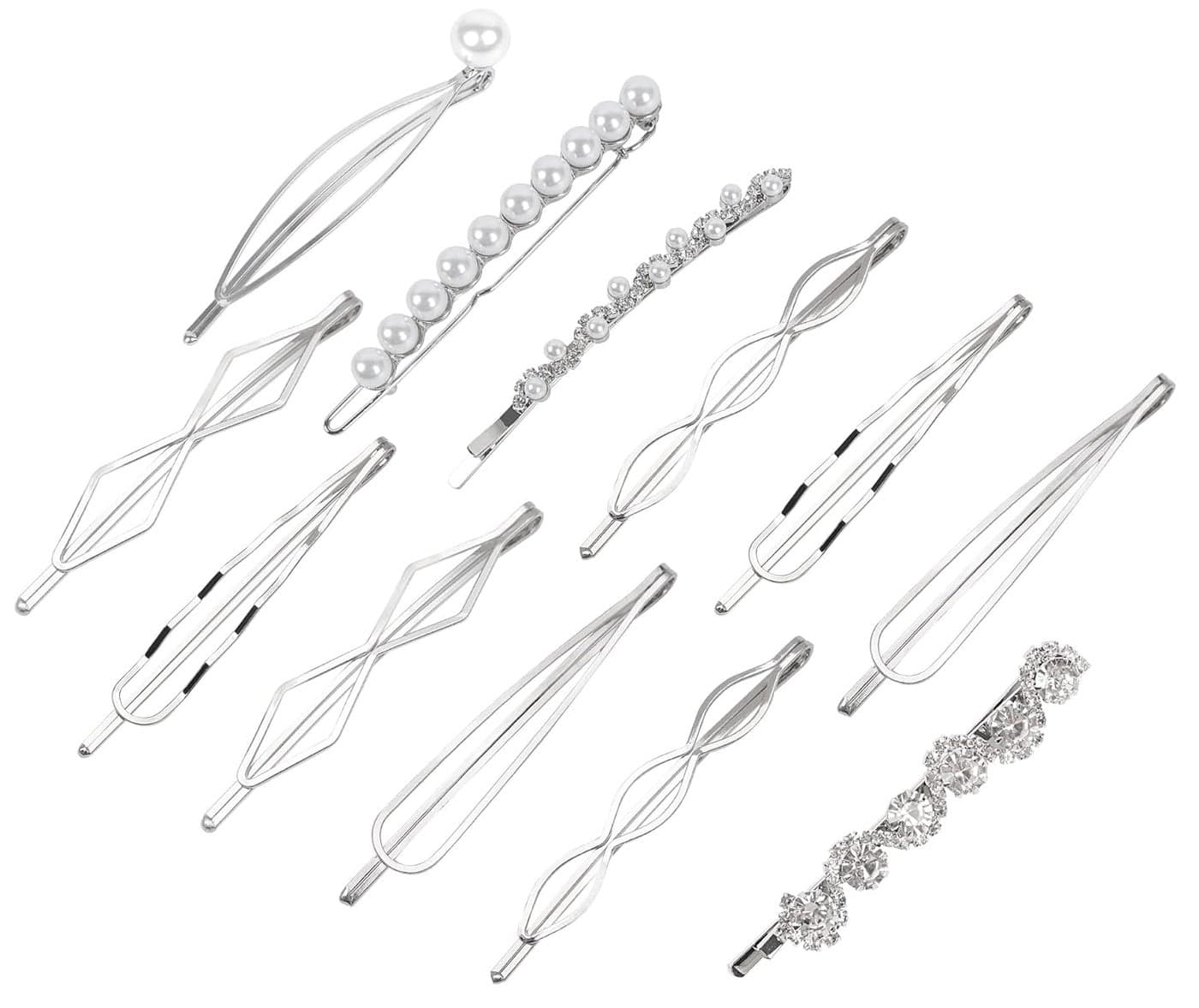 12 Pcs Hair Pins SetPearl Hair Clips Geometric Hair Pins Metal HairpinMinimalist Hair Styling JewelryWedding Dainty Hair Barrettes AccessoriesBobby Pin for Girl Women