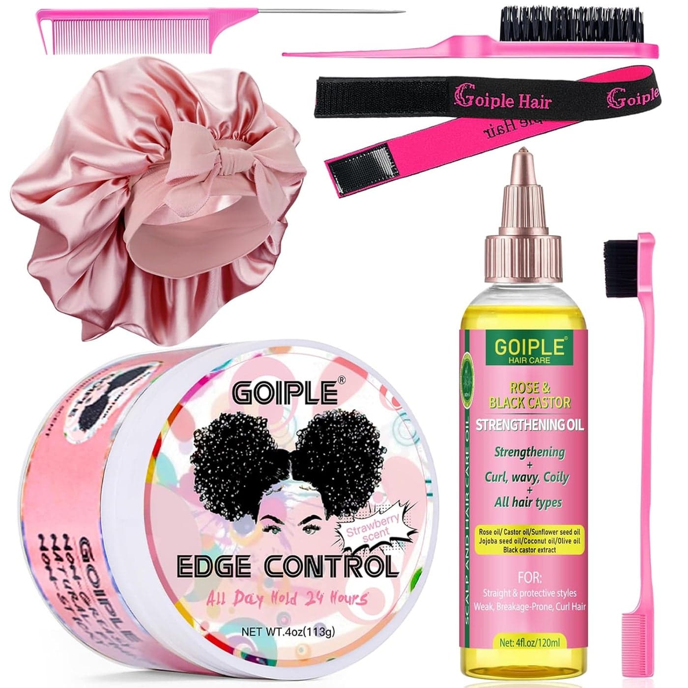 Edge Control Wax Strong Hold Nongreasy Hair Styling Gel Edge Wax No Flaking Edge Control for Black Hair Edge Wax Fixer for Women RoseBlack Castor Oil for Hair Growth Edge Brush Hair Braid Bonnet