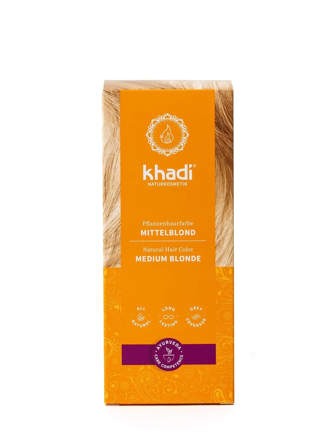 khadi Ayurvedic Natural Hair Color 100 herbal vegan PPD chemical free certified natural cosmetics for healthy hair MEDIUM BLONDE 1 Pack 1 x 35oz