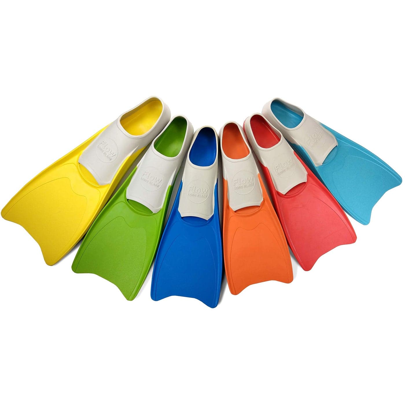 Flow Premium Rubber Long Fins for Swim and Lap Training - Youth Sizes for Kids, Young Men, and Women (XXXS 12-1 (Red))