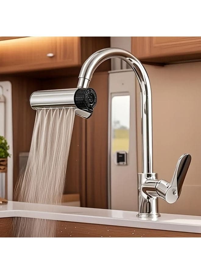 6-Spray Mode Kitchen Faucet Extender with 720° Rotating Splash-Proof Water Mixer, Durable Metal & Plastic Construction, Adjustable Spray Head for Modern Sinks, Versatile Water Flow, Sleek Chrome Finish, Rotational Mechanism, Kitchen Faucet Accessories, Versatile Water Flow, Sleek Chrome Finish, Rota