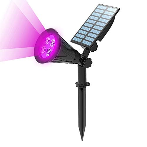 T-SUN Solar Spotlights, 4 LED Solar Waterproof Outdoor Landscape Lights, Auto-on/Auto-Off by Day, 180 Angle Adjustable for Tree, Patio, Yard, Garden, Driveway, Stairs, Pool Area(Purple-1Pack)