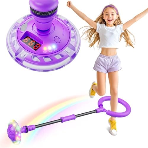 Flooyes Skip Ball for Kids Ankle Skip Ball Toy with Counter Timer and Cal Calculator Girl Birthday Gifts for Age 6 7 8 9 10 Rechargeable Colorful Flash Wheel Skip Ball for Girls Women