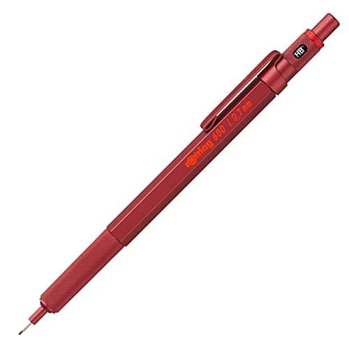 Rotring 600 Mechanical Pencil | HB 0.7 mm | Red All-Metal Body | Hexagonal Barrel