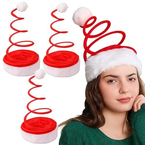 Zest 4 Toyz Christmas Red Spring Cap Party Santa Hat Red and White Cap for Santa Claus Costume, Santa Claus Hat, Merry Christmas Party Decoration - Pack of 3