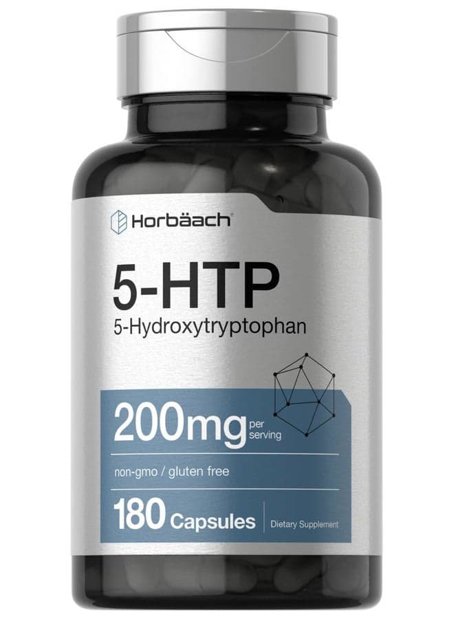 5HTP 200mg Capsules | 180 Count | Griffonia Simplicifolia | 5HTP Extra Strength Supplement | Non-GMO, Gluten Free | 5 Hydroxytryptophan