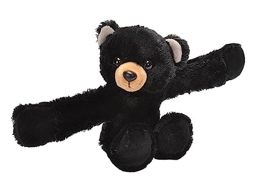 Wild Republic Huggers Black Bear Plush Toy Slap Bracelet Stuffed Animal Kids Toys 8 inches