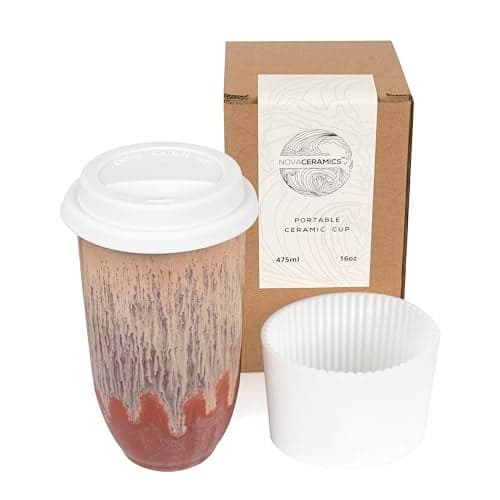 NOVA CERAMICS Travel Coffee Cup– Travel Coffee Tumbler – On the Go Coffee Mug – Microwave & Dishwasher Safe Green CoffeeTumbler - Gifts For Women Men Him Her – 16oz – Jupiter