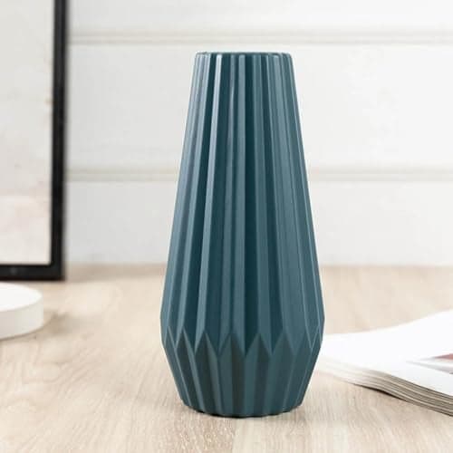Ascension Plastic Flower Pot for Home Office Living Room Decoration Unbreakable and Light Wieght Different Design Flower Vase for Table Corner, Gift & Diwali Decoration Only Vase Not Flowers (Blue)
