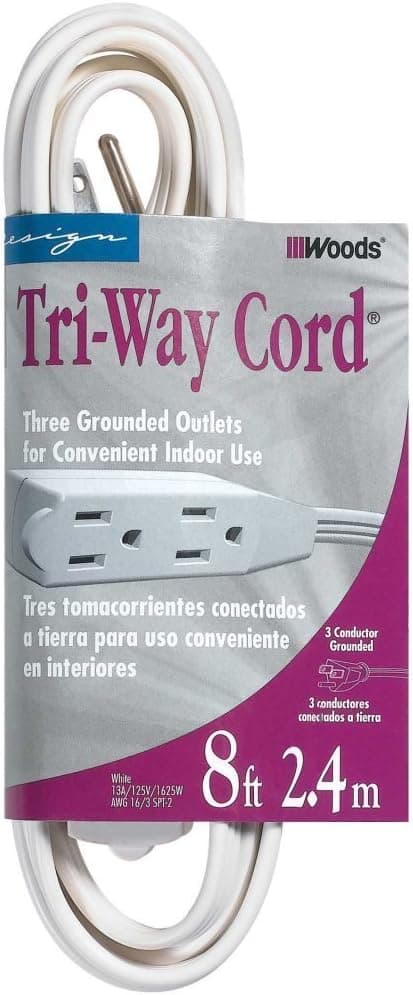 Woods 0609 609 SPT2 Cube Tap Extension Cord 163 8 Ft 8 Foot White