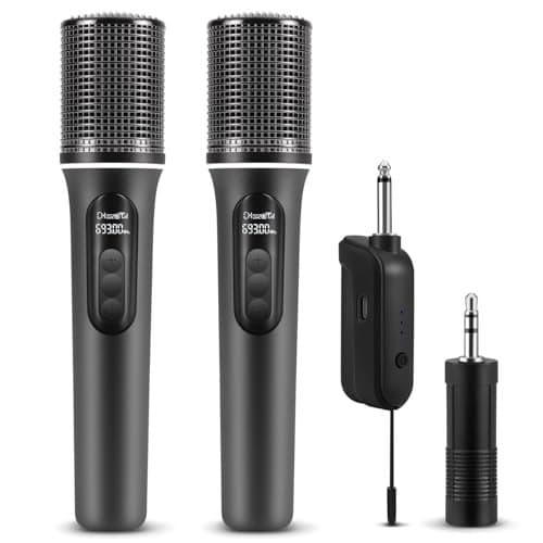 Wireless Microphones, 5-level Volume Adjustment, Dual Handheld Dynamic Mic with Dynamic Ambient Lighting,Ultra-Stable Rechargeable Receiver,40H Duration, 200ft Range,Karaoke Microphone for Singing