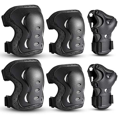 Kids/Youth/Adult Knee Pads Elbow Pads with Wrist Guards Protective Gear Set 6 Pack for Roller Skating Skateboard Cycling Skating Bike Scooter Riding Sports