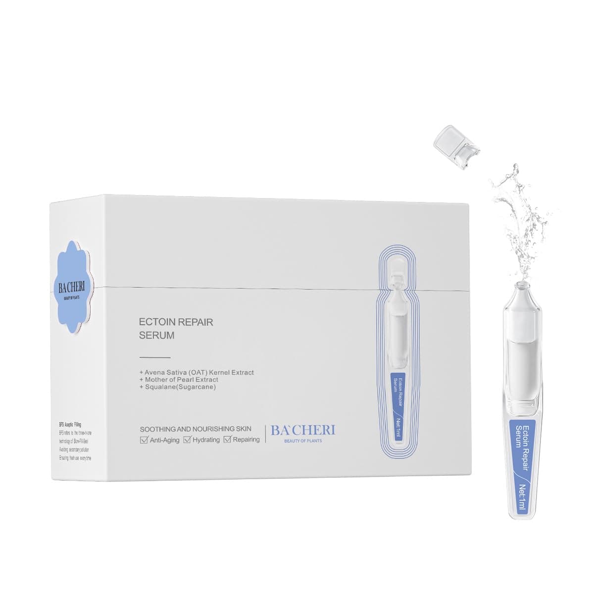 Ectoin Repair Face Serum Ampoules 30 PcsBox Deep Moisture AntiAging Serum with BetaGlucan Glycerin and Hyaluronic Acid Hydration Soothes Protects All Skin
