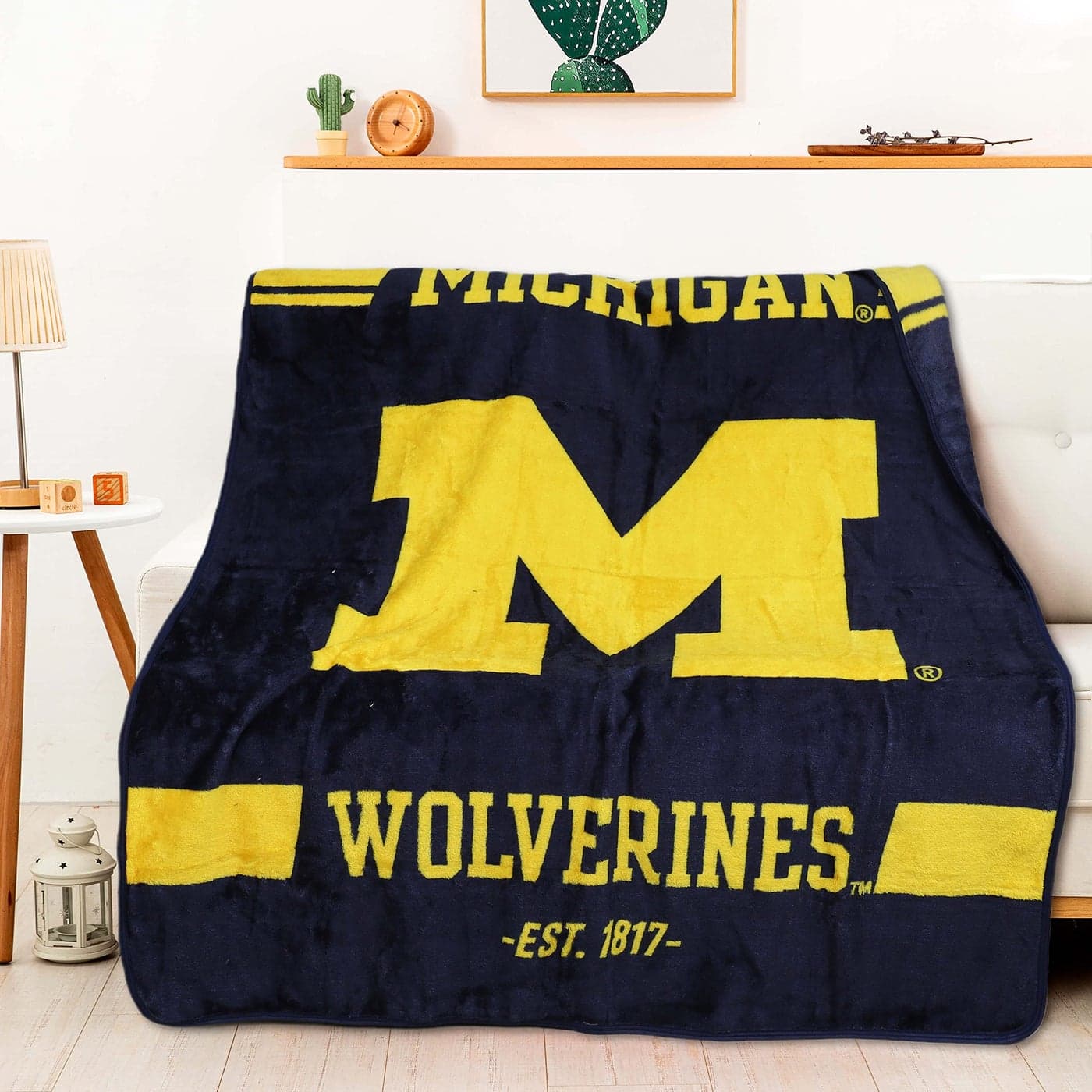 NORTHWEST NCAA Legion Raschel Throw 50 x 60 Michigan Wolverines