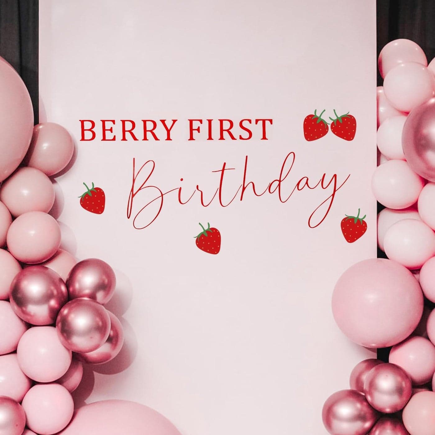 Strawberry Arch Decal Strawberry First Birthday Party Background Berry One Birthday Sticker Decoration Strawberry Decal Berry Decal 1st Birthday Party Backdrop Decoration Girl Party Supplies