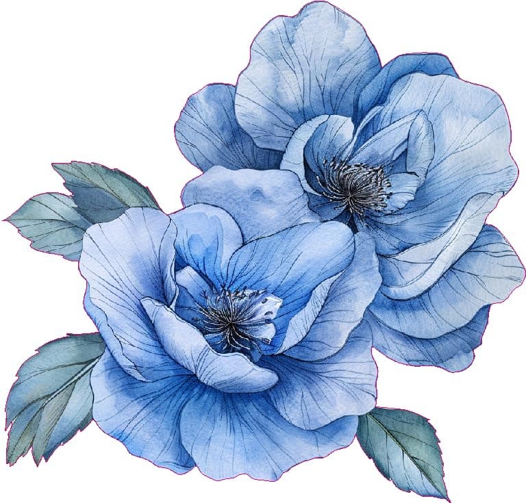 Watercolor Perennial Geranium Flower Car Vinyl Decal Blue Floral Sticker for Bumper Side Mirror Window Vehicle Decoration Decal Lower Blue