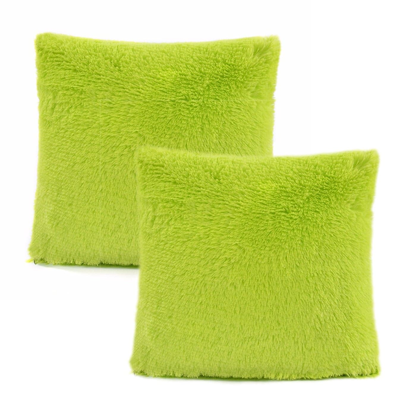 YOUR SMILE Pack of 2 Decorative New Luxury Series Merino Style Fur Throw Pillow Case Cushion Cover 18 x 18Green