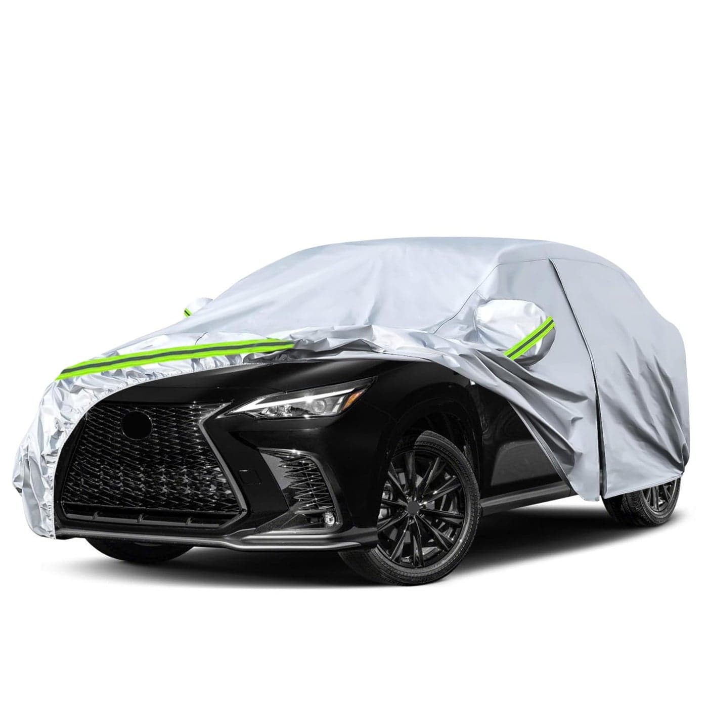 Waterproof Car Covers Replace for 20142025 Lexus NX300 NX 350 F Sport 6 Layers Silver All Weather Customfit Car Cover with Zipper Door Windproof Bands for Snow Rain Dust Hail Protection