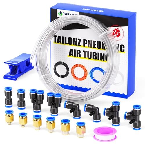 TAILONZ PNEUMATIC Clear 6mm OD 4mm ID Polyurethane PU Air Hose Pipe Tube Kit 10 Meter 32.8ft
