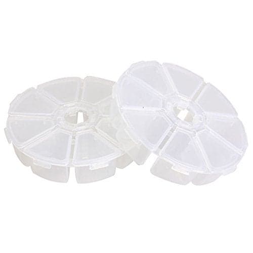 ALL in ONE 3pcs Round Clear Plastic Storage Box Bead Organizer Display Containers 10X25cm 8 Grids