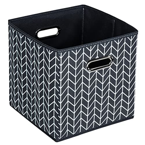 HEAYEEG Black Foldable Storage Cubes Bins , Fabric Storage Box Cubes Organizer Baskets with Dual Handles for Home Organizer (Grey Wave)