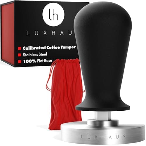 LuxHaus Espresso Tamper - 49mm Calibrated Coffee Tamper for Espresso Machine with Spring Loaded 100% Flat Stainless Steel Base