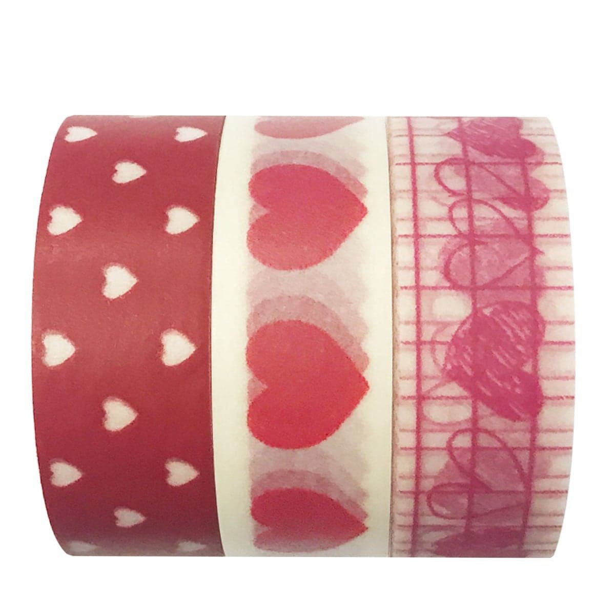 Wrapables Sweet Hearts Japanese Washi Masking Tape Set of 3 10M L x 15mm W