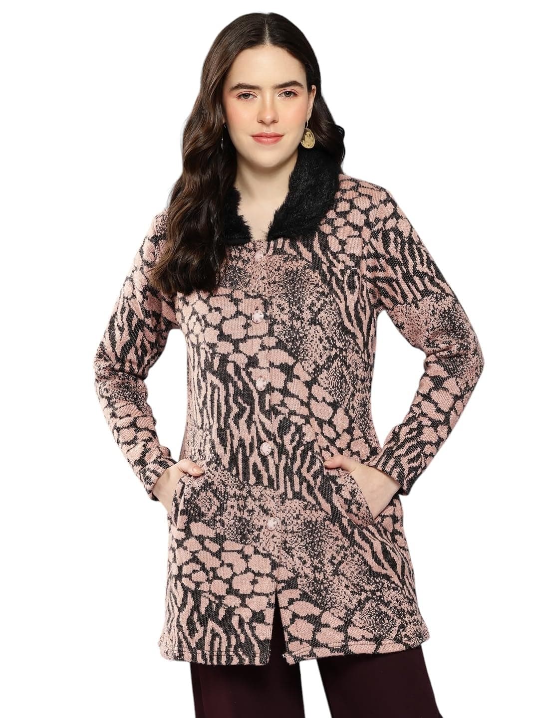 Aarika Womens Peach Colour Woolen Sweater-(S-L)-(CG-W-MD-27-PEACH-L)