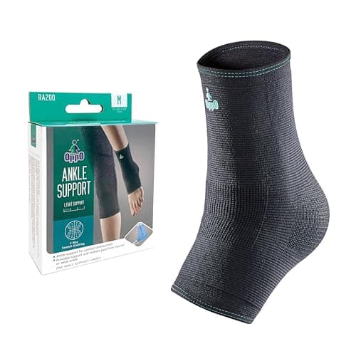 OPPO RA200 Ankle Brace Compression Sleeve - Four-Way Stretch Knitted for Joint Pain Relief, Sprained Ankles, Arthritis, Physical Activities for Men & Women (Black, Small, 1-Pack)