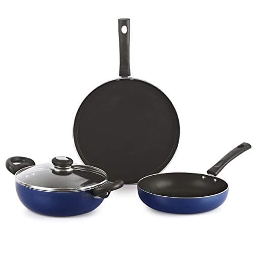 Cello Kitchenette Prima Non Stick Cookware, Set of 3, Blue