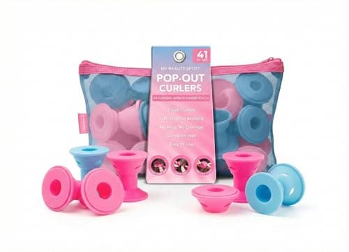 My Beauty Spot 40 Pc Silicone Hair Curlers 40 Silicone Curlers 2 Sizes No Heat Damage Soft Material Comes with Storage Case