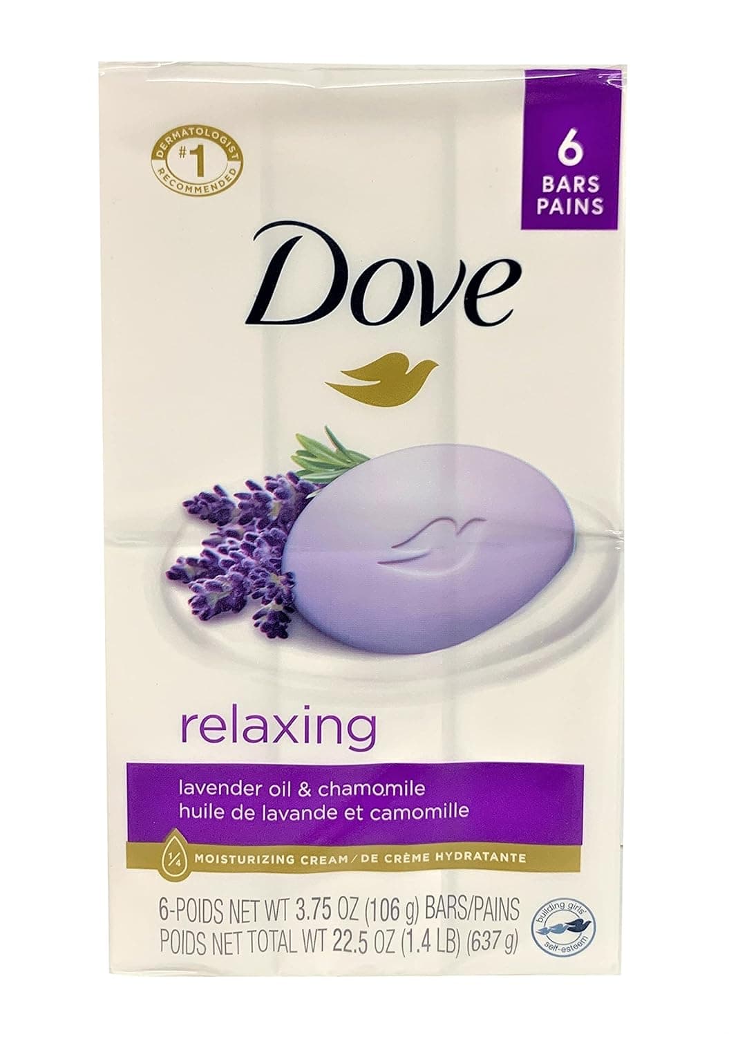 Dove Relaxing Lavender Beauty Bar 4oz 113g Pack of 6 Imported