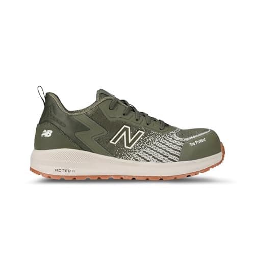 New Balance Composite Toe Safety Shoe for Men Speedware - Slip Resistant, Puncture Resistant, Electrical Hazard, Olive/White, 8 Medium