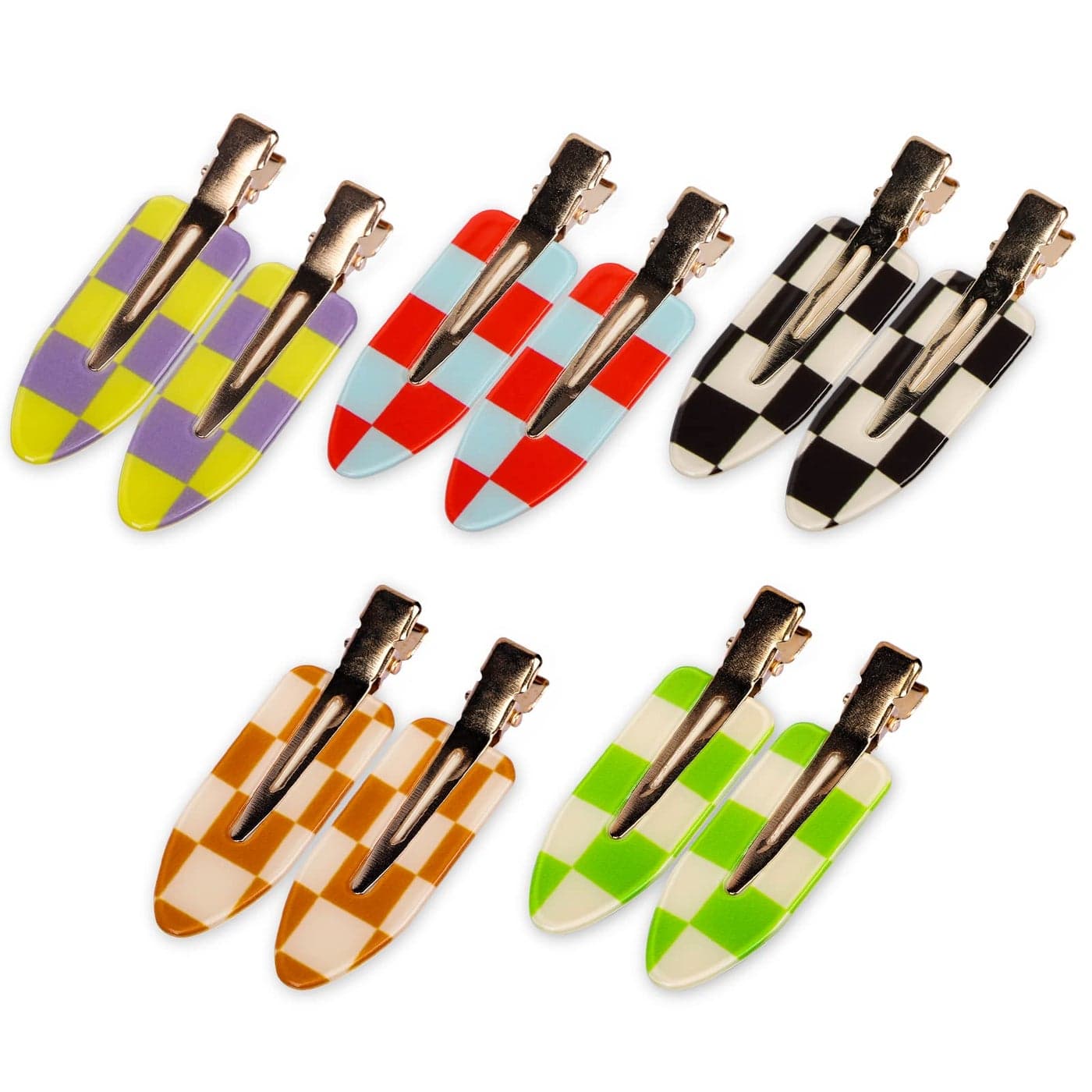 Magicsky 10PCS No Bend Hair Clips Acrylic Flat Styling No Crease Pins Bang Seamless Duckbill Barrettes for Makeup Hairstyle Tool for Women Girls Checkerboard Checker White Black