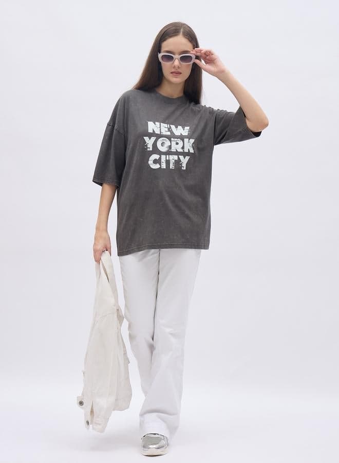 New York City Print Dropped Shoulder T-Shirt