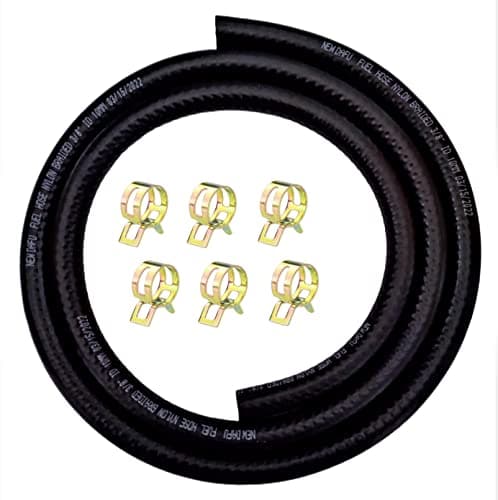 NEW DAFU 3/8 Inch 10 mm ID NBR Nylon Braided Fuel Line Set,5 Ft.+6 Pcs 9/16 Inch ID Hose Clamps,For Motorcycle Kawasaki Kohler Briggs Stratton Small Engines,Boat Marine Outboard Gas Diesel Petrol