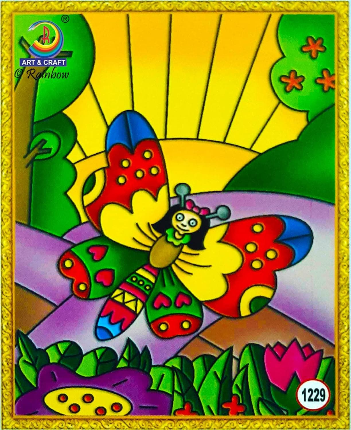 Rainbow DIY - Fiberglass Painting Kit, Girly Butterfly, Medium (7.75x10.5 inch), Design No. 1229