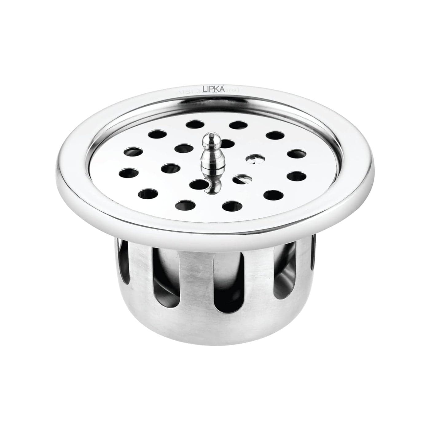 LIPKA Round Floor Drain 304Grade Stainless Steel 4 x 4 Inches with Cockroach TrapJali Lid Silver
