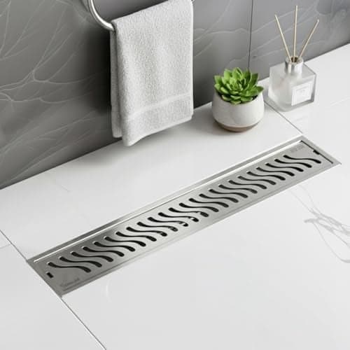 Specule Wave Shower Drain Channel |12 x 4 Inches |304 Stainless Steel | Waste Water Floor Drainer | Drain Channel Outdoor | Water Drainer for Bathroom| Drain with Side Hole